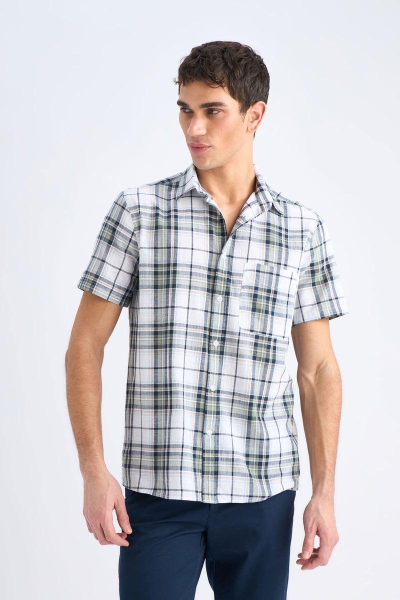 DeFacto White Man Regular Fit Polo Collar Short Sleeve Shirt Casual - Image 3